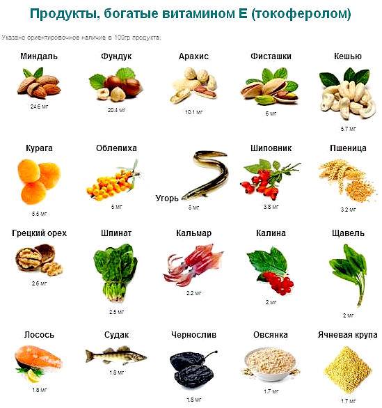 В каких продуктах содержится витамин e