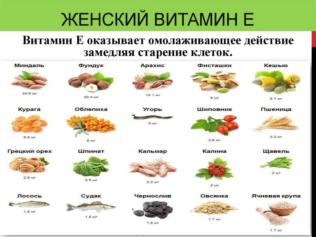 В каких продуктах содержится витамин е - список в таблице