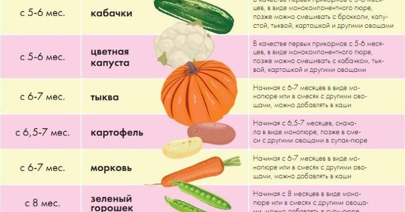 Разрешенные овощи и фрукты во время кормления